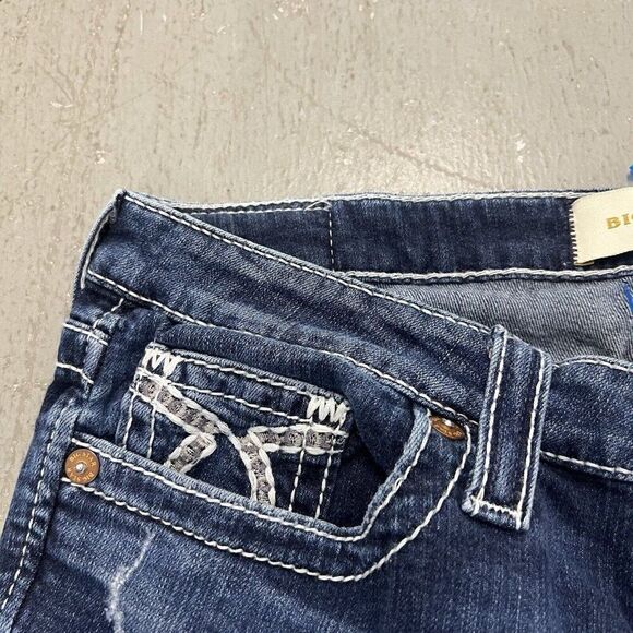 Big Star Jeans Womens Size 29 Blue Denim Boot Cut‎ Low Rise Distressed (29 x 24) - Picture 5 of 7